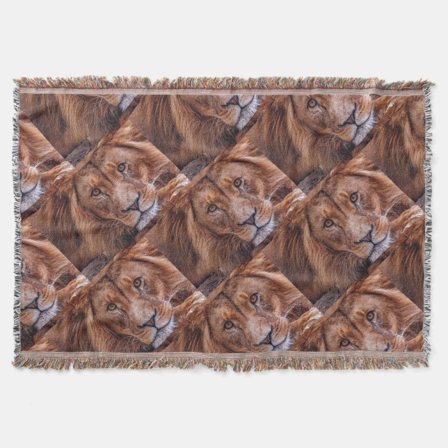African Lion Throw Blanket (Front)