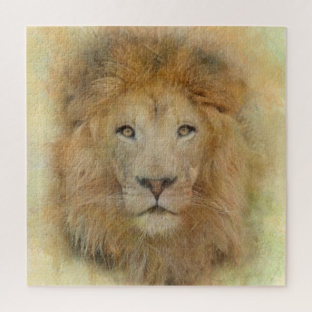  African Lion Wildlife Watercolor Portrait  Jigsaw Puzzle (Vertical)