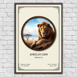 African Lion Zoology Series Poster