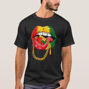 African Lips Africa Flag Black History Month Pride T-Shirt