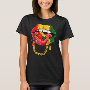 African Lips Africa Flag Black History Month Pride T-Shirt