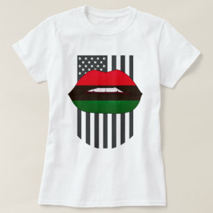 African Lips Red Green Black History Month T-Shirt
