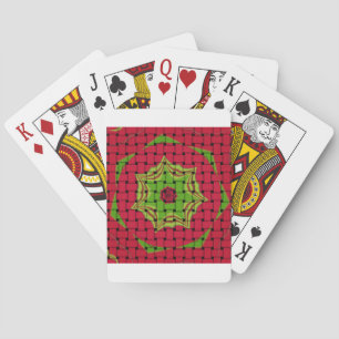African Lovely Woven Red and Lemon Green Design Playing Cards