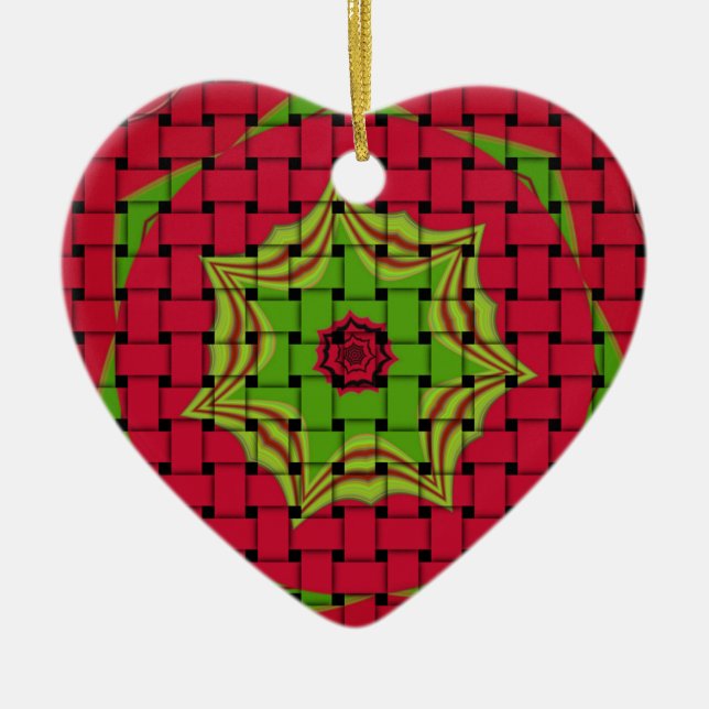 African Lovely Woven red design Ceramic Tree Decoration (Front)