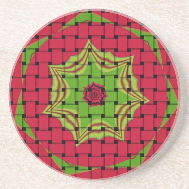 African Lovely Woven red design Coaster (Front)