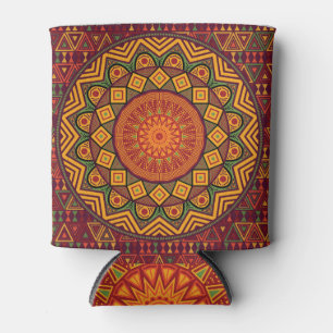 African mandala, Polynesian circular designs. Can Cooler