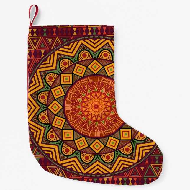 African mandala, Polynesian circular designs. Small Christmas Stocking (Front)