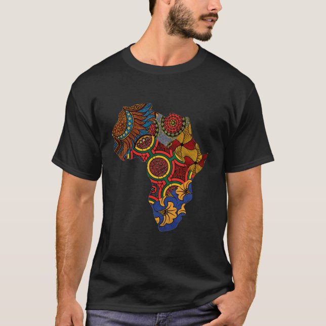 African Map Ankara Patterned Hoodi By Berts T-Shirt (Front)
