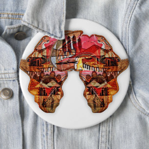 African Map: Celebrate the Season with Culture 6 Cm Round Badge