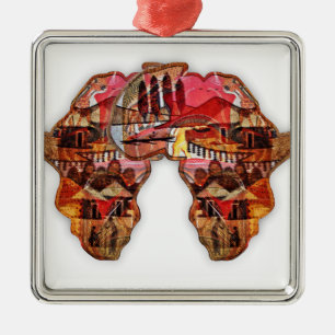 African Map: Celebrate the Season with Culture Metal Ornament