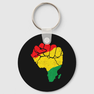 African Map Fist Unity Juneteenth Pride Black Hist Key Ring