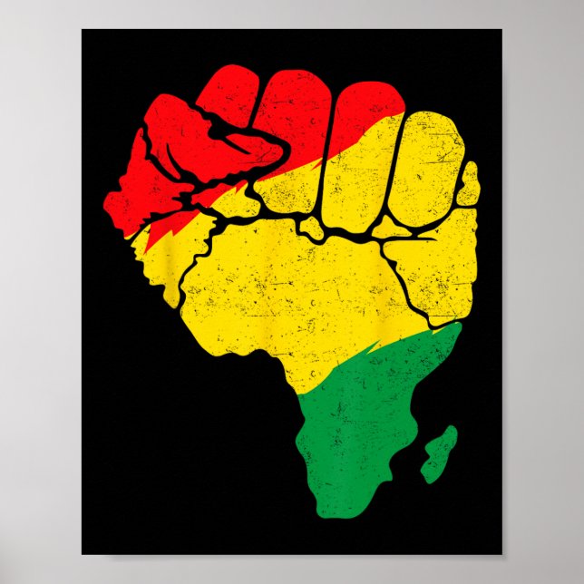African Map Fist Unity Juneteenth Pride Black Hist Poster (Front)