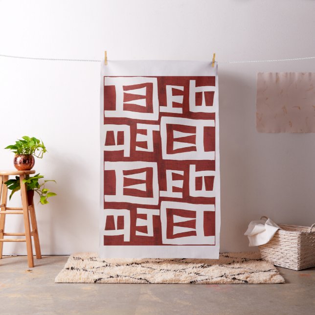 African Map Large Scale Abstract Tribal Fabric (In Situ)