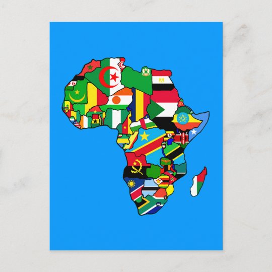 African Map Of Africa Flags Within Country Maps Postcard Zazzle Com Au