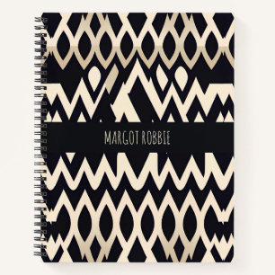 African Marocco Waves Geometric Gold Pattern Notebook