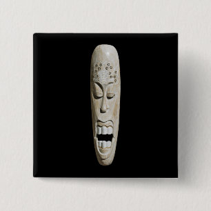 African Mask 15 Cm Square Badge