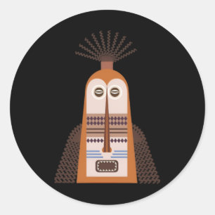 African Mask And Face1 Classic Round Sticker