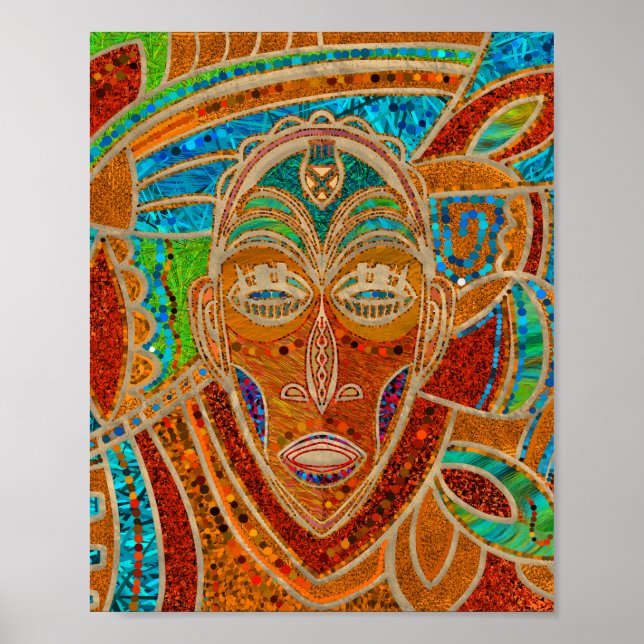 African Mask Illustration Poster (Front)