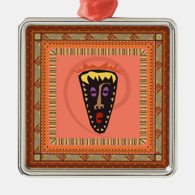 African mask metal tree decoration (Front)