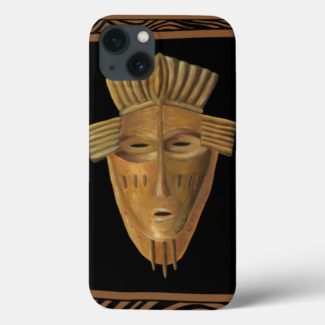 African Mask Painting by Chariklia Zarris Case-Mate iPhone Case (Back)