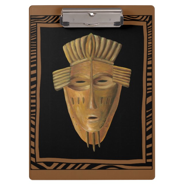 African Mask Painting by Chariklia Zarris Clipboard (Front)