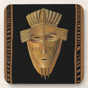 African Mask Painting by Chariklia Zarris Coaster
