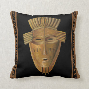 African Mask Painting by Chariklia Zarris Cushion