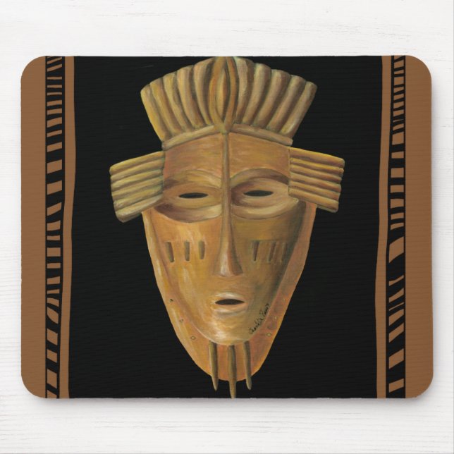 African Mask Painting by Chariklia Zarris Mouse Pad (Front)