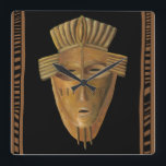 African Mask Painting by Chariklia Zarris Square Wall Clock<br><div class="desc">Chariklia Zarris created this painting of an African mask. Many of these masks are used in ceremonies so a community of people can communicate with deceased ancestors or the spirits of animals. Bring a bit of traditional African culture into your home!</div>