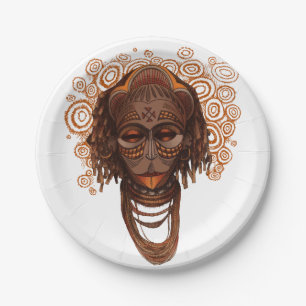 African mask paper plate
