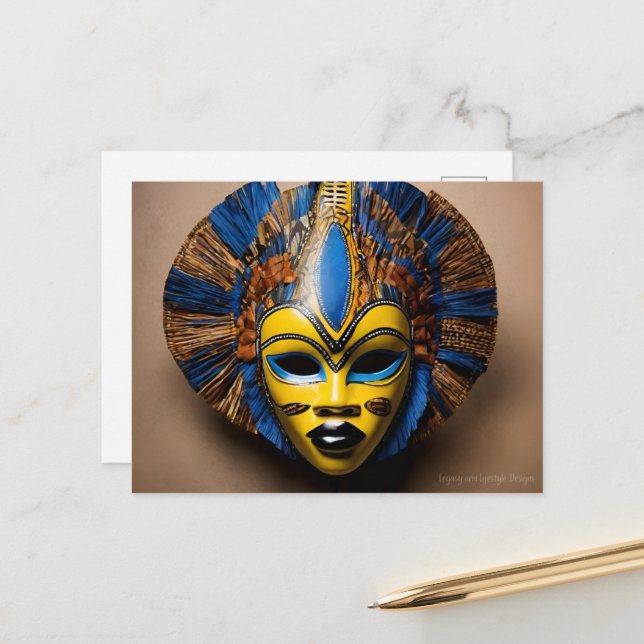 African Mask Postcard (Front/Back In Situ)