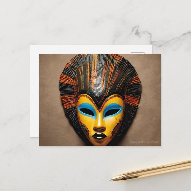 African Mask Postcard (Front/Back In Situ)
