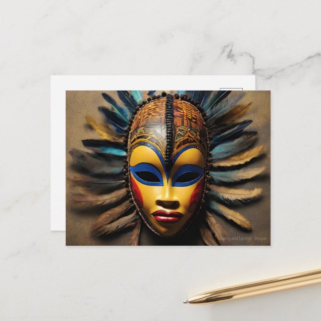 African Mask Postcard (Front/Back In Situ)