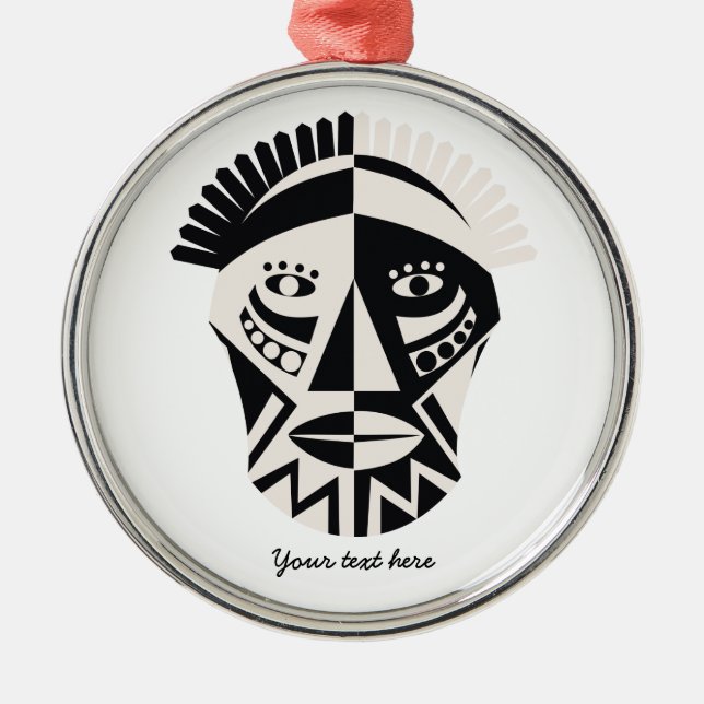 African mask primitive folk art metal ornament (Front)