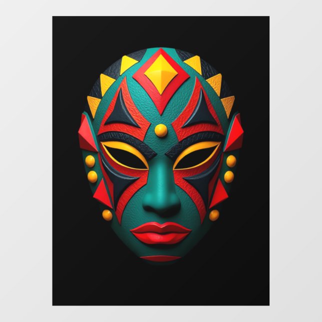 African Mask Window Cling (Sheet)