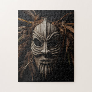 African mask with feathers and textures jigsaw puzzle