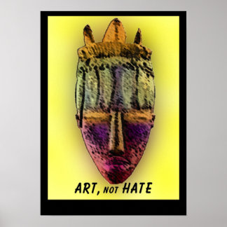 AFRICAN-MASK-yellow print Poster