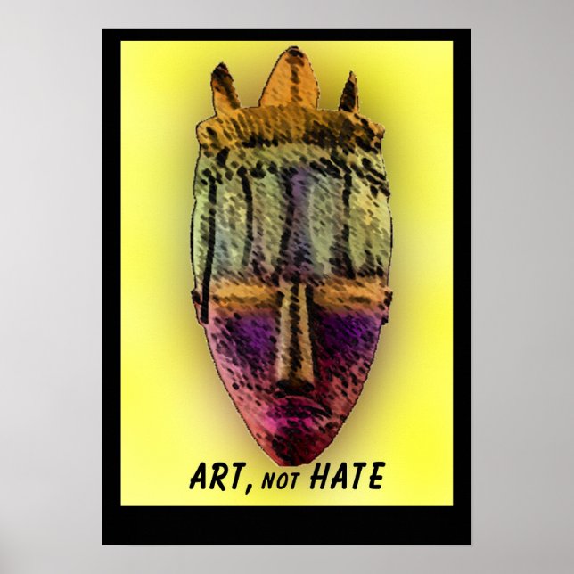 AFRICAN-MASK-yellow print Poster (Front)
