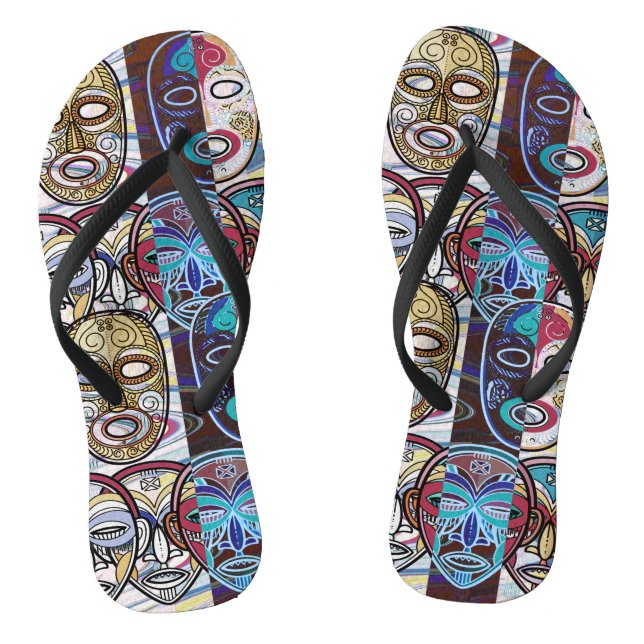 African Masks V2 Thongs (Footbed)