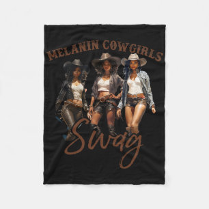 African Melanin Cowgirl Swag Black History Melanin Fleece Blanket