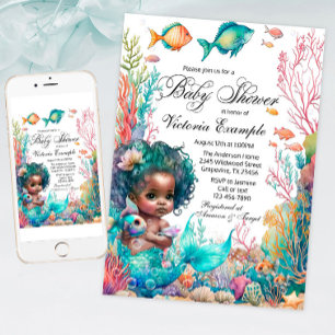 African Mermaid Baby Shower Invitation