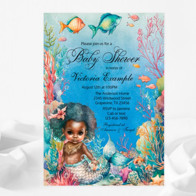 African Mermaid Baby Shower Invitation (Creator Uploaded)