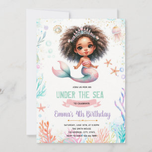 African Mermaid Birthday Invitation