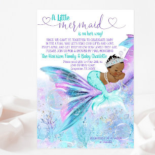 African Mermaid Mail Baby Shower Invitation