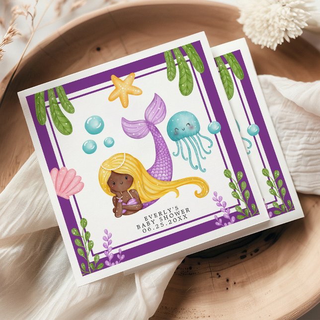 African Mermaid Ocean Baby Shower Napkins (Creator Uploaded)