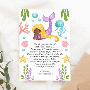 African Mermaid Ocean Baby Shower Thank You Card