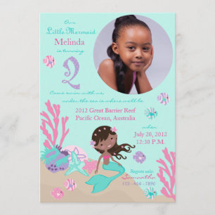 African Mermaid Second Birthday Invitation