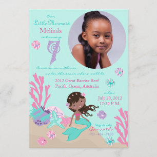 African Mermaid Seventh Birthday Invitation