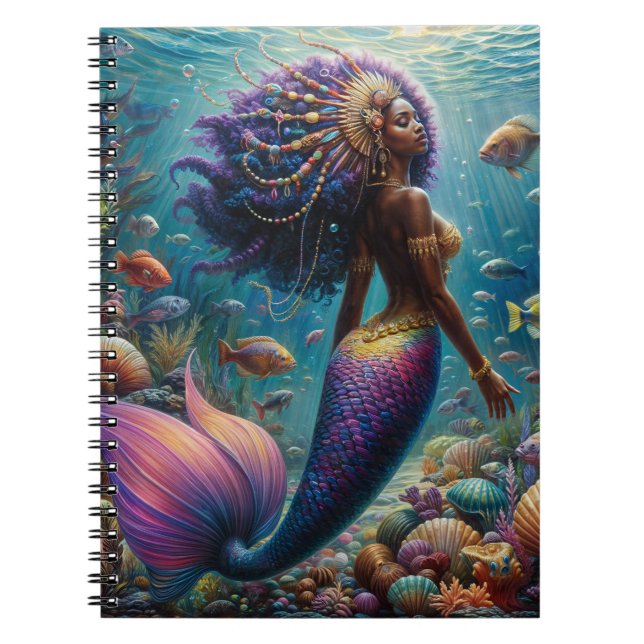 African Mermaid Swimming Underwater  Notebook (Front)