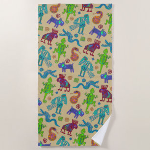 African Mexican Culture Primitive Tribal Pattern 1 Beach Towel